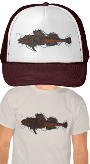 Sculpin on shirts and hats